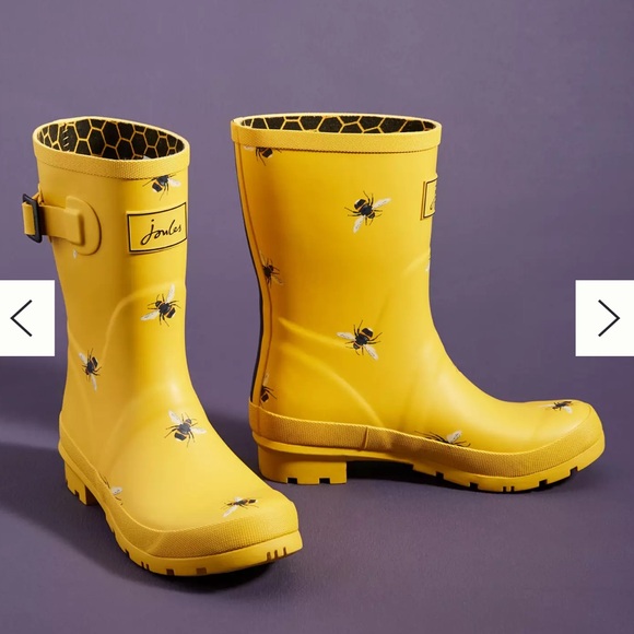 Joules Shoes - Joules Yellow Bee Molly Midi Rain Boots
